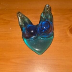 Super antique blue glass dove heart sculpture